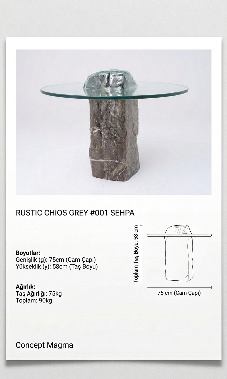 Rustic Chios Grey #001 Sehpa