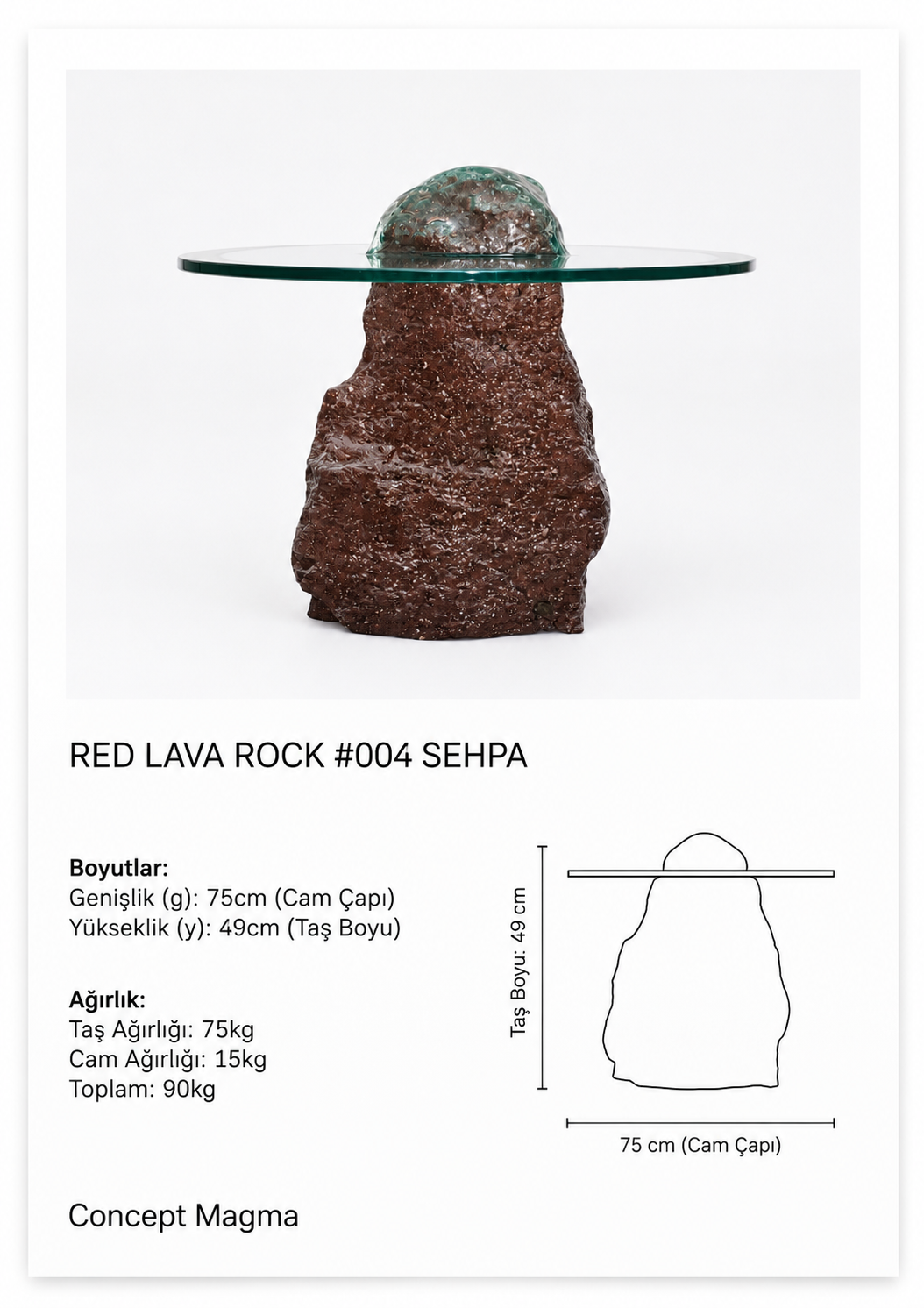 Red Lava Rock #004 Sehpa
